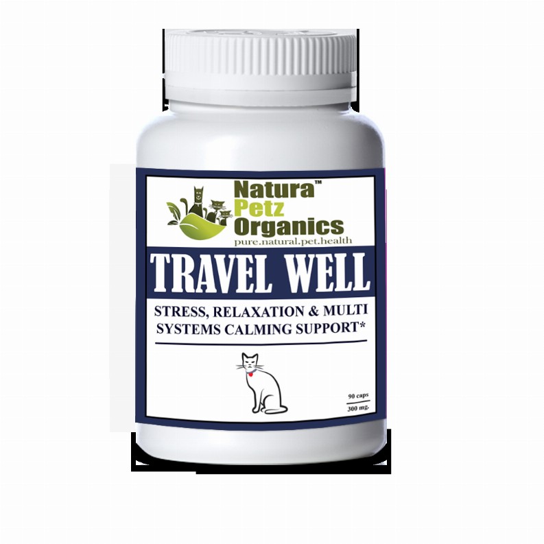 Travel Well - Stress, Relaxation & Calming Stress Support* For Dogs And Cats On The Go* - Cat / 90 caps/ 250 mg/ Size 3