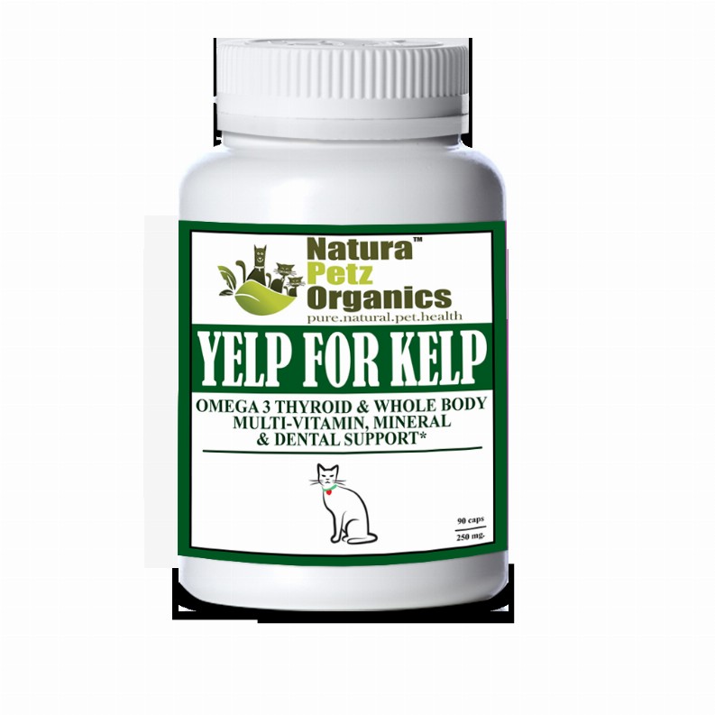 Yelp For Kelp - Omega 3 & 6 Thyroid & Whole Body Multi-Mineral, Vitamin & Dental Support* - CAT/ 90 caps / 250 mg / Size 3