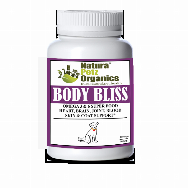 Body Bliss - Omega 3 & 6 Super Food + Heart, Brain Joint, Blood & Coat Support* Dog / 150 caps / 500 mg/Size 1