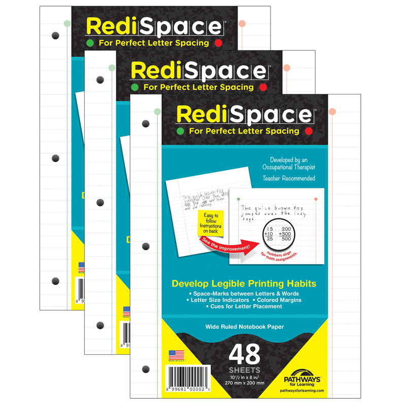 RediSpace Notebook Filler Paper, 48 Sheets Per Pack, 3 Packs