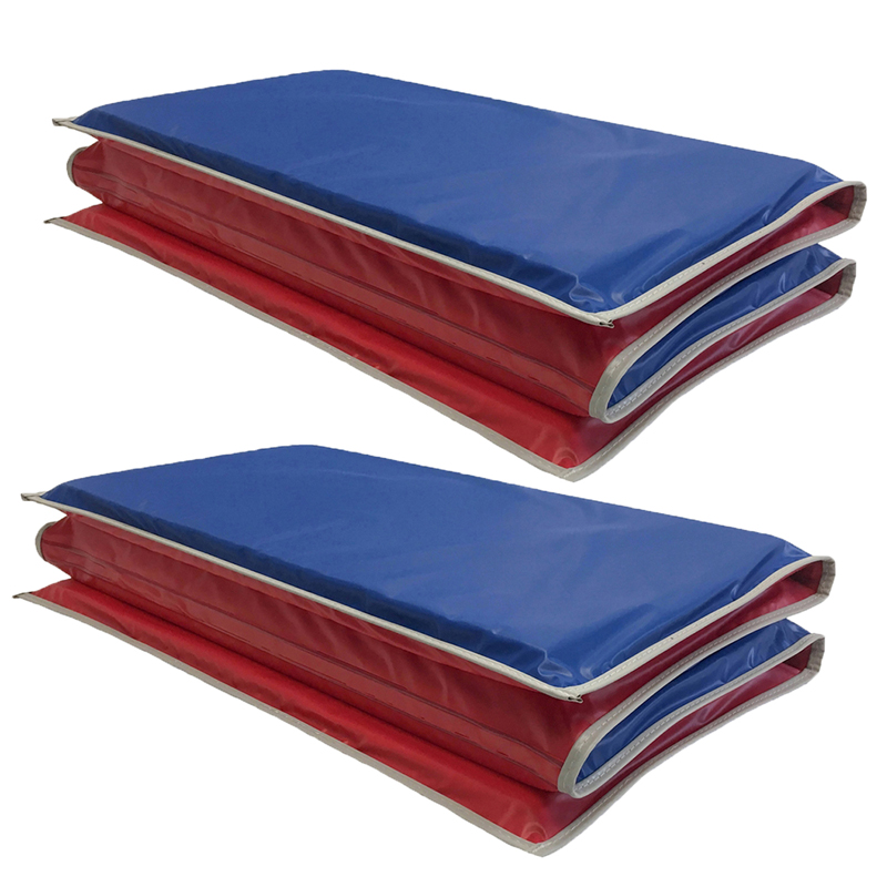 Basic Mat, 1in Thick, Red/Blue with Gray Binding, Pack of 2