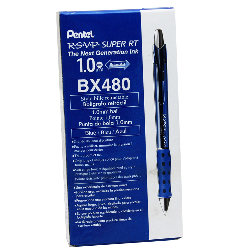 R.S.V.P. Super RT Retractable Ballpoint Pen, Blue, Pack of 12