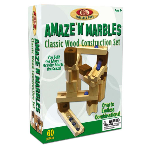 60 Piece Amaze N' Marbles Classic Wood Construction Set 