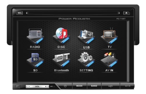 Power Acoustik Oversized 7" Detach Touch Screen Receiver TFT/LCD DVD AM/FM  Bluetooth A2DP