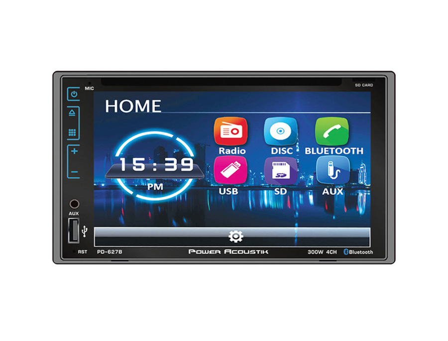 Power Acoustik D.DIN 6.2" AM/FM/CD/DVD/BT with Capacitive Flat Glass Face