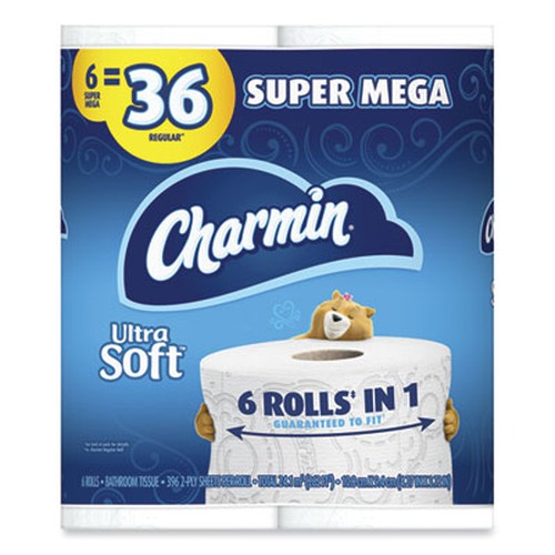 Ultra Soft Bathroom Tissue, Super Mega Roll, Septic Safe, 2-Ply, White, 396 Sheets/Roll, 18 Rolls/Carton