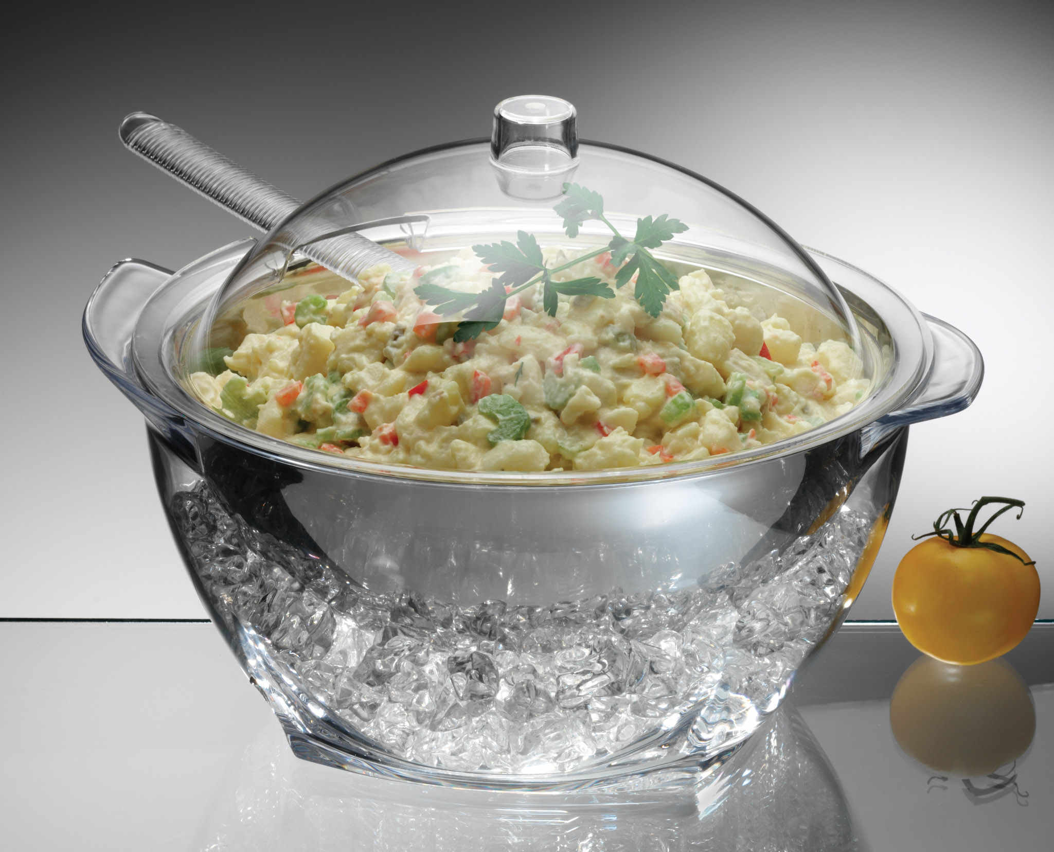 Prodyne IC30 Iced Salad With Acrylic Dome Lid Salad Servers