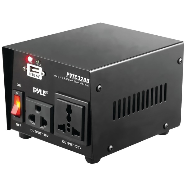 Pyle Pro PVTC320U Step Up & Down Voltage Converter Transformer with USB Charging Port (500 Watt)