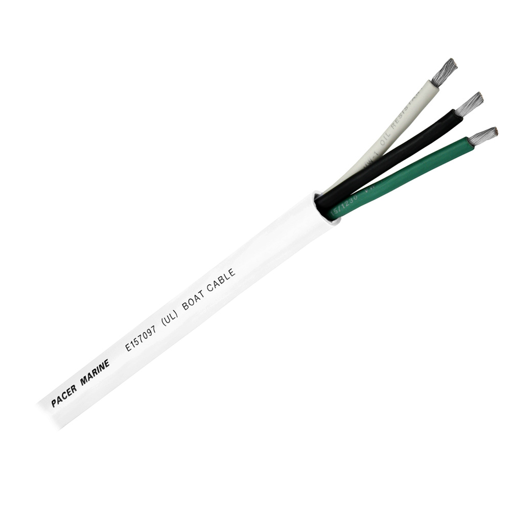 Pacer Round 3 Conductor Cable - 100' - 16/3 AWG - Black, Green & White