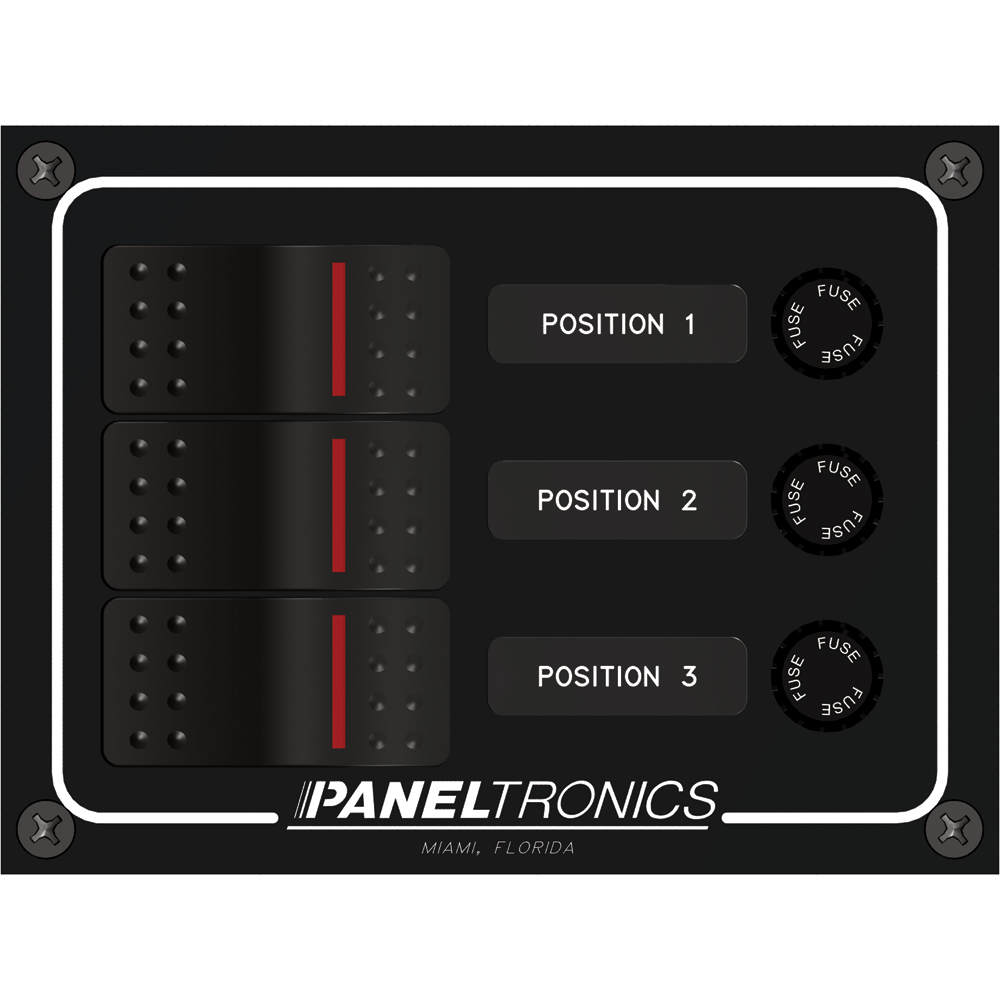 Paneltronics Waterproof Panel - DC 3-Position Illuminated Rocker Switch & Fuse