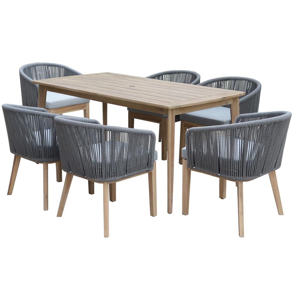 Diego 7 Piece Dining Set Grey