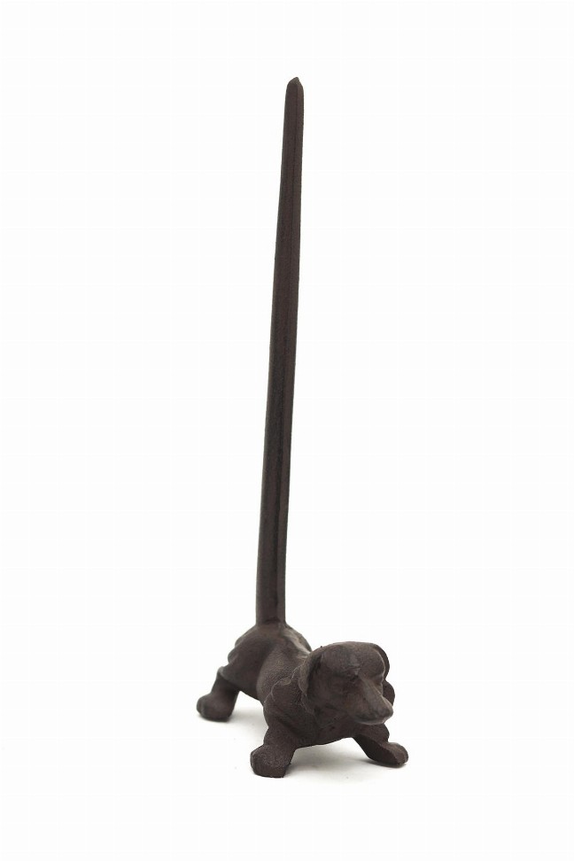 Retro Cast Iron Dog Paper Holder - Decorative Free Standing Paper Holder - Antique Brown