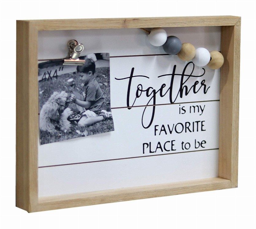 Together is My Favorite Place to Be Freestanding Wood Frame Sign Wall Decor Wood Picture Frames with Metal Clips and Colorful Wo