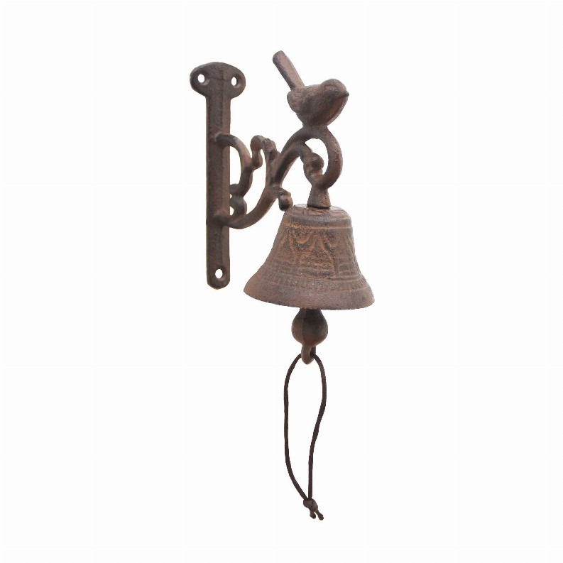 Vintage Cast Iron Annunciation Bird Door Bell- Farmhouse Style Wall Mounted Entry Door Bell Dinner Bell- Antique Brown