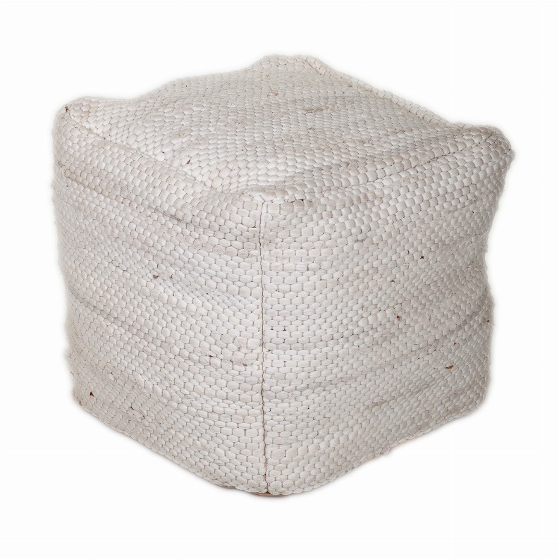 Parkland Collection Lina Transitional White Pouf