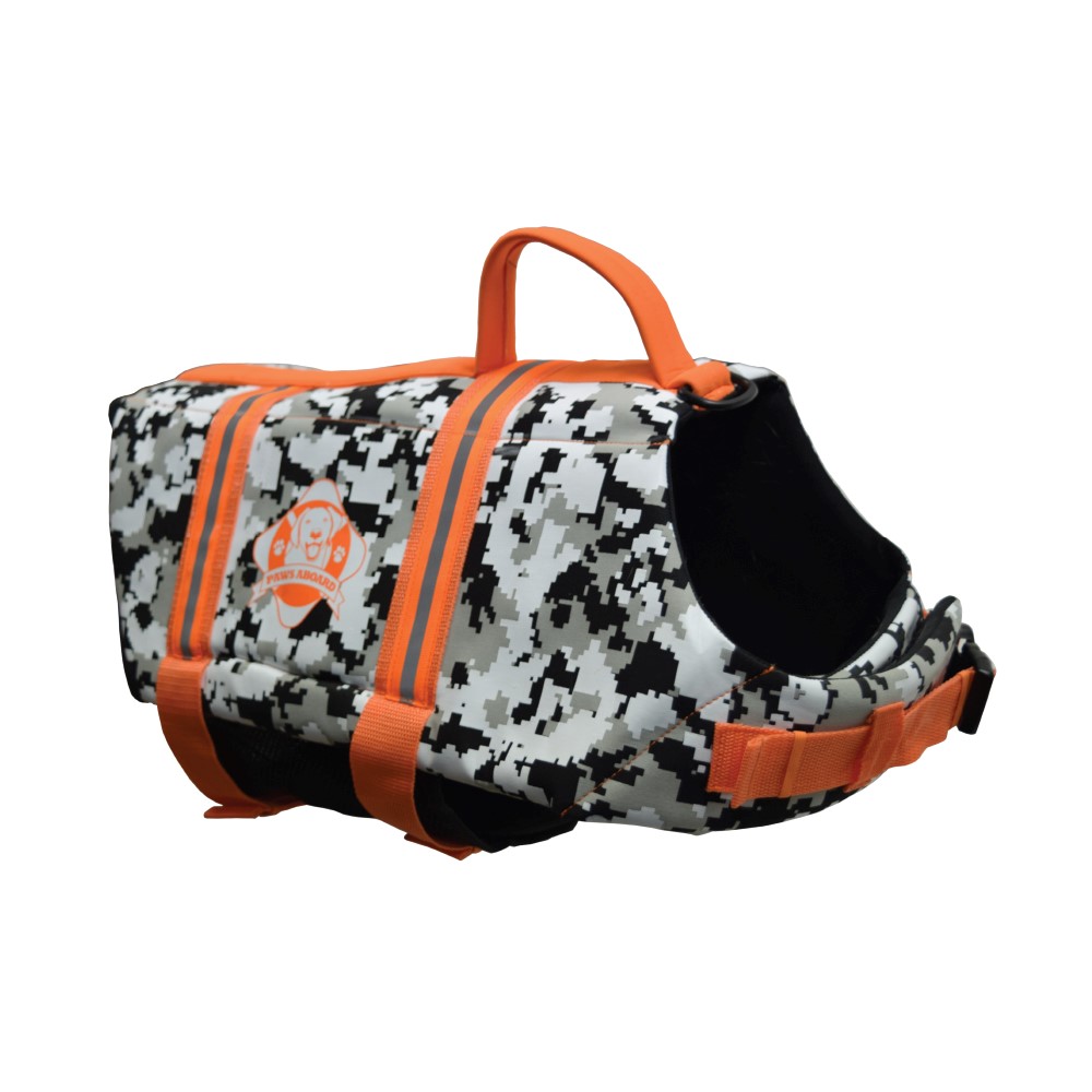 Neoprene Doggy Life Jacket L Camo Grey/Orange