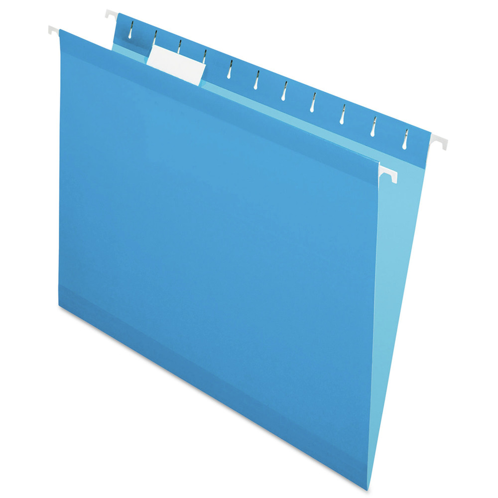 Pendaflex 1/5 Tab Cut Letter Recycled Hanging Folder - 8 1/2" x 11" - Blue - 10% Recycled - 25 / Box