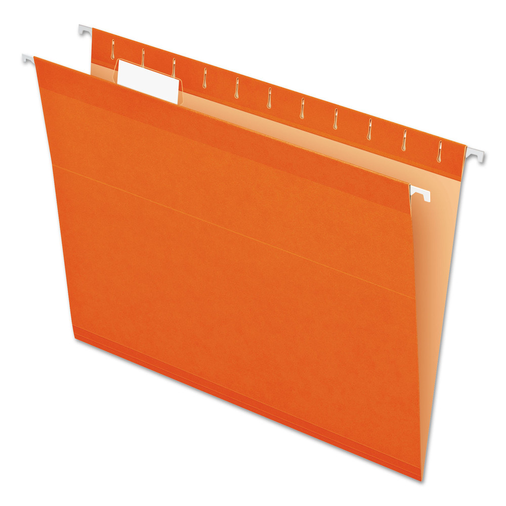 Pendaflex 1/5 Tab Cut Letter Recycled Hanging Folder - 8 1/2" x 11" - Orange - 10% Recycled - 25 / Box