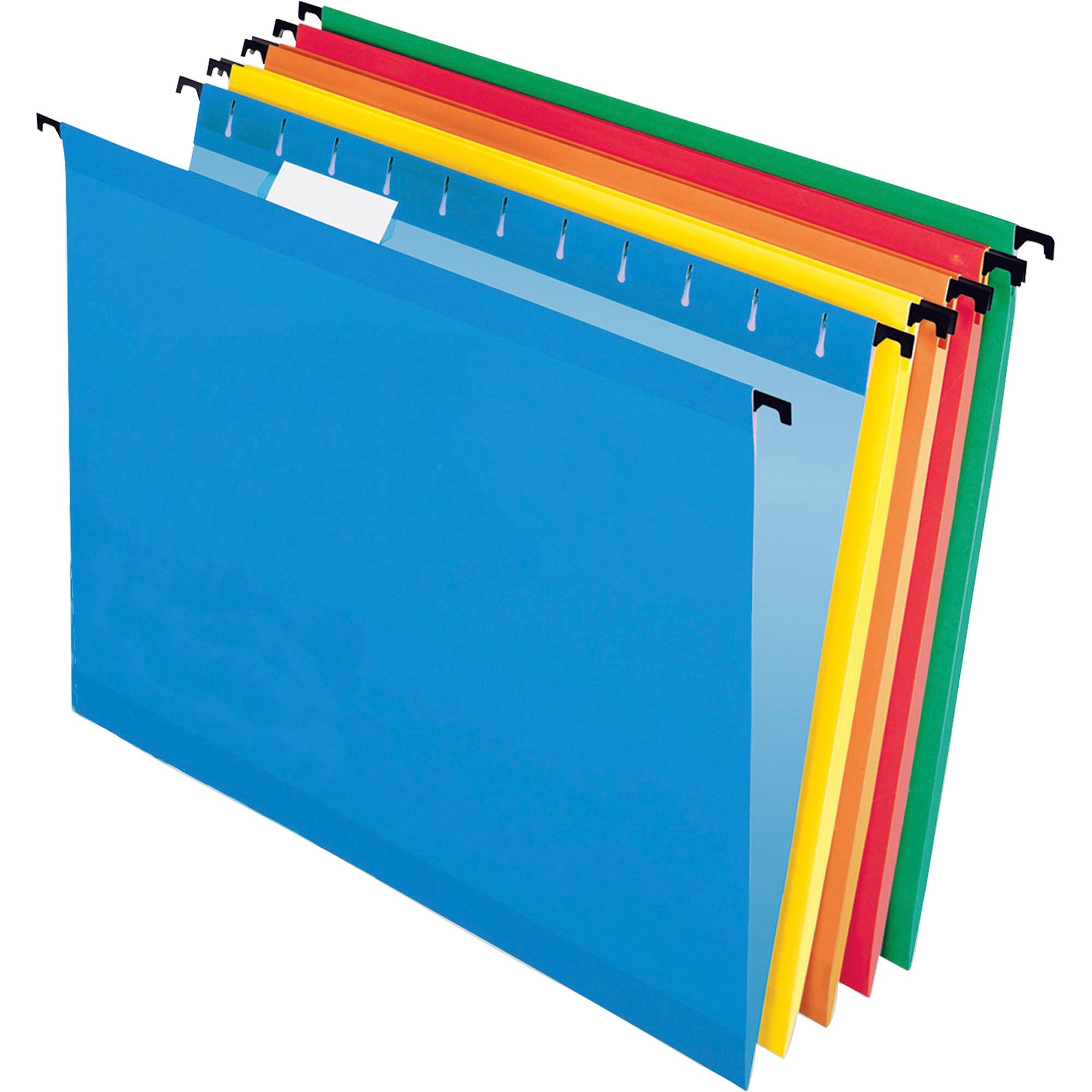Pendaflex SureHook 1/5 Tab Cut Letter Recycled Hanging Folder - 8 1/2" x 11" - Red, Blue, Orange, Yellow, Bright Green - 10% Rec