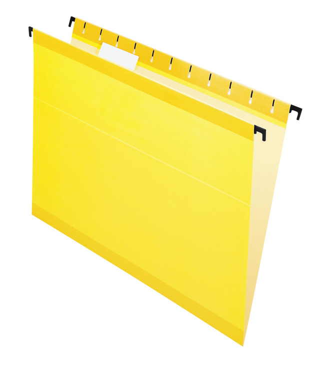 Pendaflex SureHook 1/5 Tab Cut Letter Recycled Hanging Folder - 8 1/2" x 11" - Yellow - 10% Recycled - 20 / Box