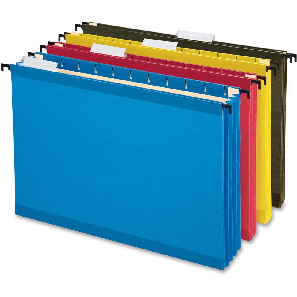 Pendaflex SureHook Legal Recycled Hanging Folder - 3 1/2" Folder Capacity - 8 1/2" x 14" - 3 1/2" Expansion - Poly - Blue, Red