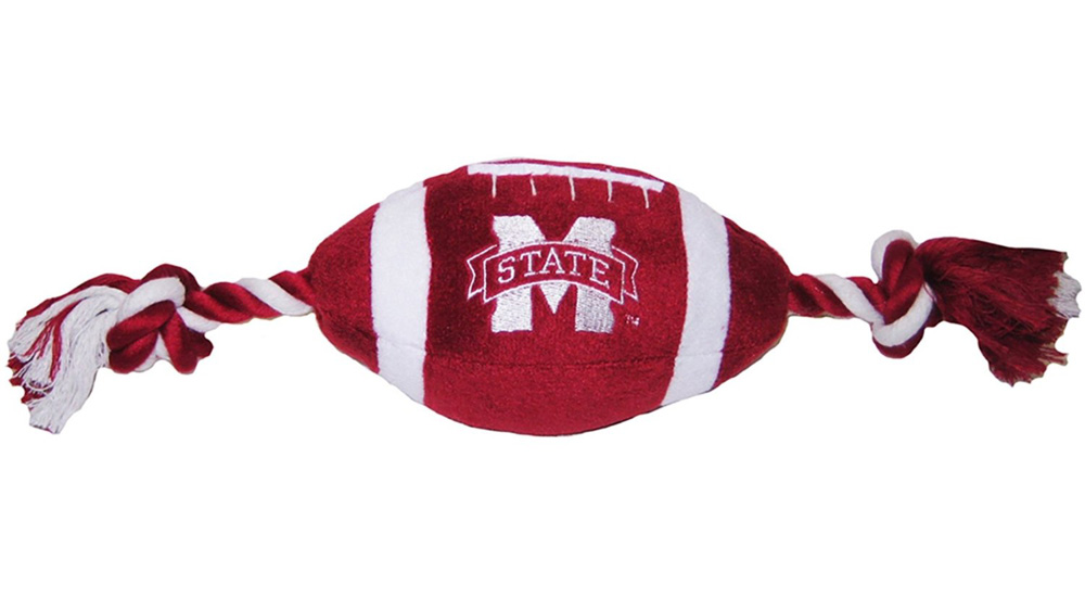 10" Mississippi State Plush Football Dog Toy