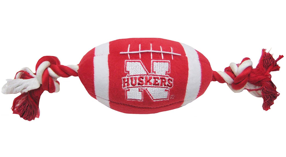 10" Nebraska Huskers Plush Football Dog Toy