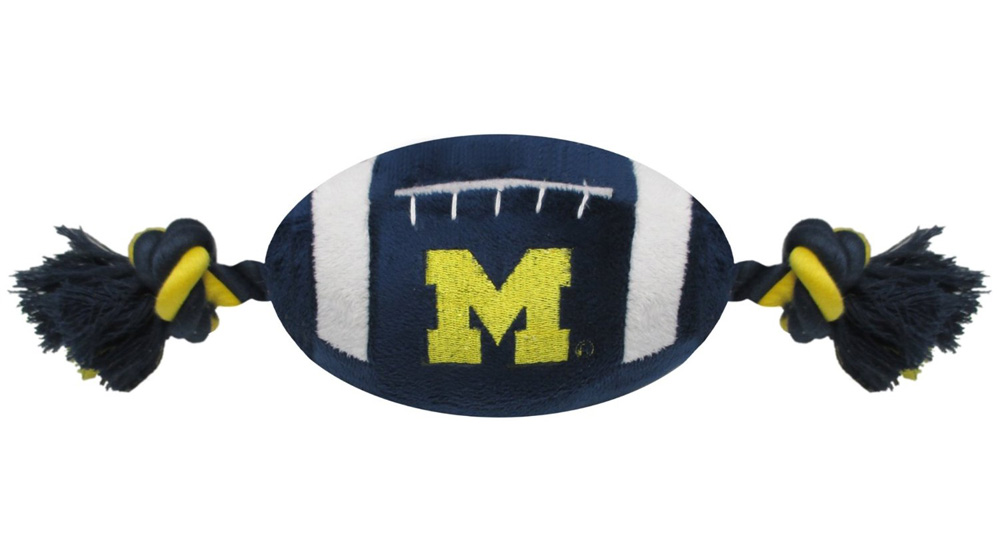 10" Michigan Wolverines Plush Football Dog Toy