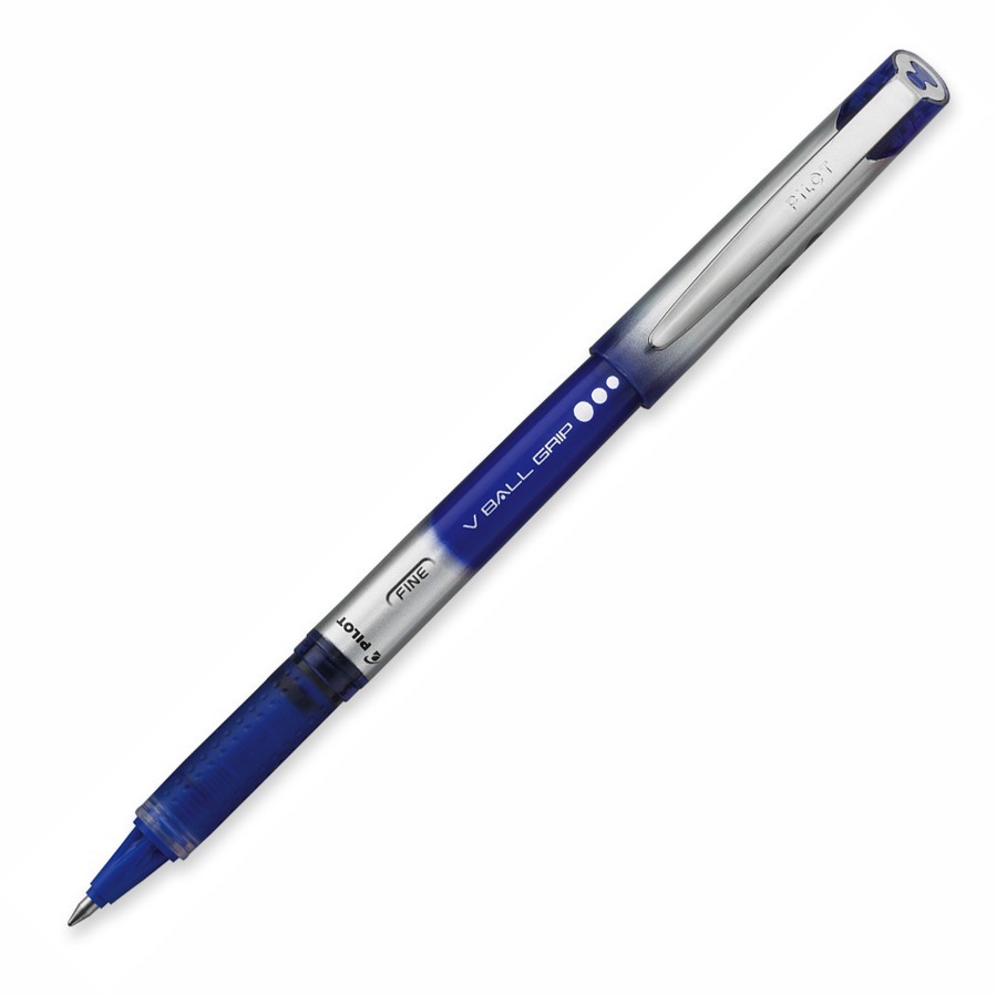 Pilot Vball Grip Liquid Ink Rollerball Pens - Fine Pen Point - 0.7 mm Pen Point Size - Blue - 1 Dozen