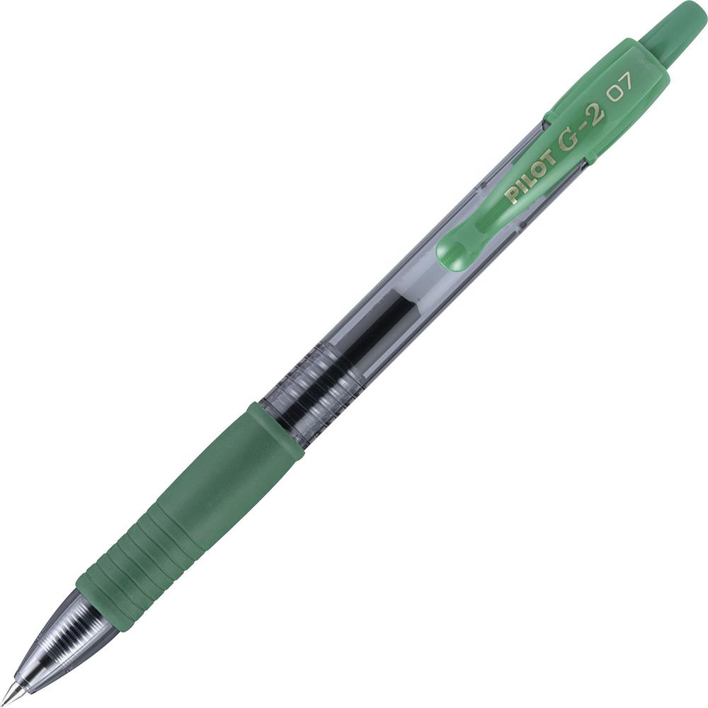 Pilot G2 Retractable Gel Ink Rollerball Pens - Fine Pen Point - 0.7 mm Pen Point Size - Refillable - Retractable - Green Gel-bas