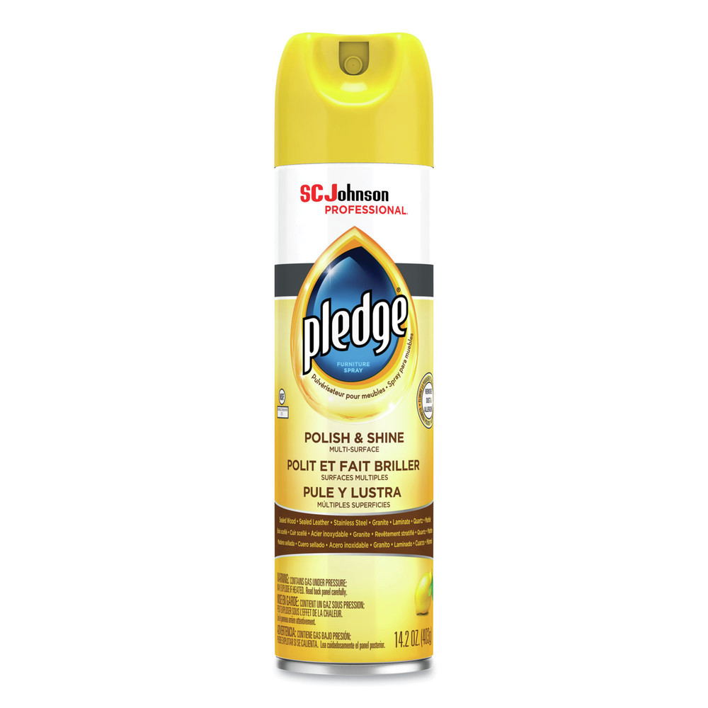 Pledge Lemon Enhancing Polish - Spray - 14.2 fl oz (0.4 quart) - Lemon Scent - 6 / Carton - White