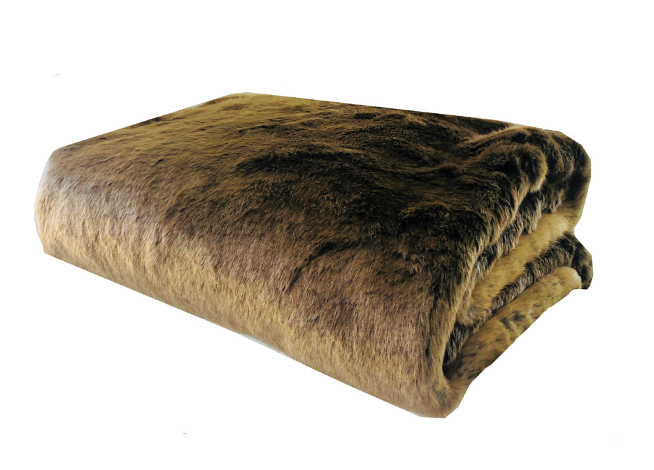 Plutus Faux Fur Handmade Luxury Throw Blanket 70L x 90W Twin Bronze Brown