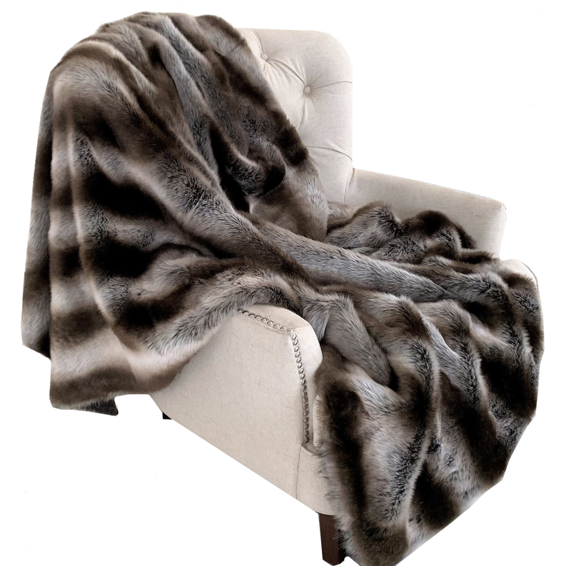 Plutus Faux Fur Handmade Luxury Throw Throw 60W x 90L Gray, Silver