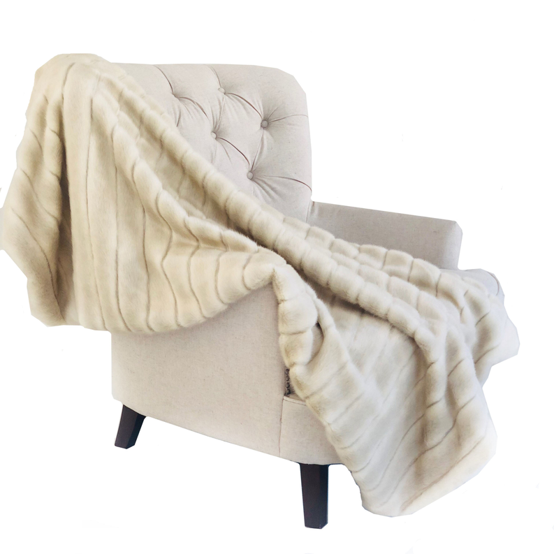 Plutus Faux Fur Luxury Throw Throw 60W x 72L Ivory,Off White