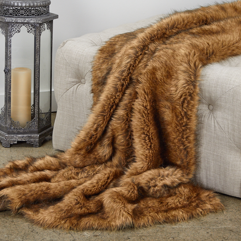 Plutus Faux Fur Luxury Throw Throw 48W x 60L Brown