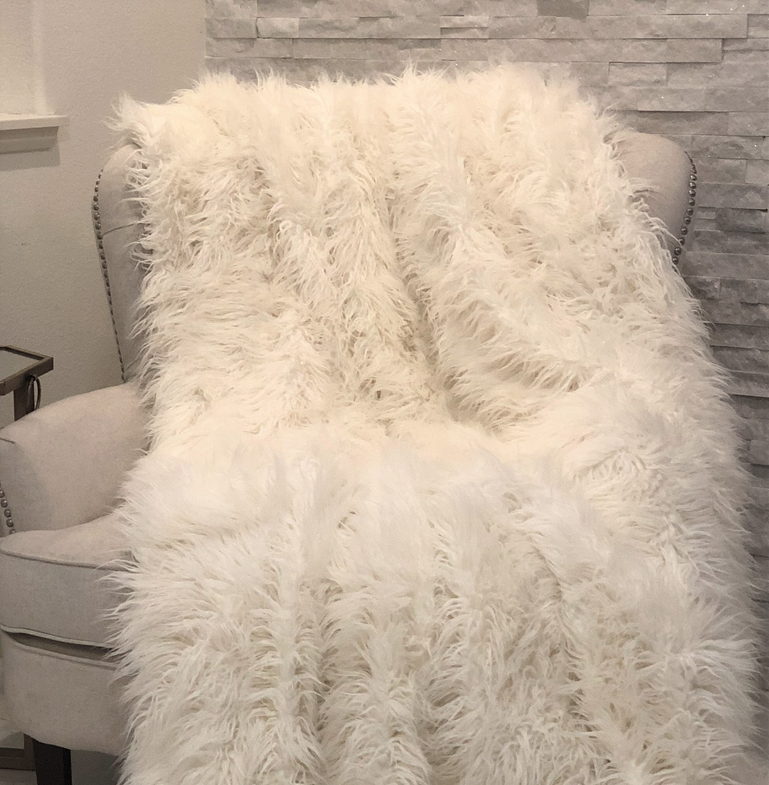 Plutus Faux Fur Luxury Throw Throw 60W x 96L White