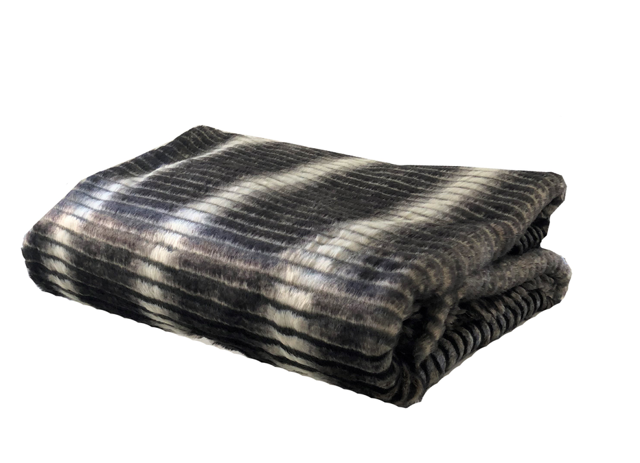 Plutus Faux Fur Luxury Throw Blanket 80L x 90W Twin XL Grey, Taupe