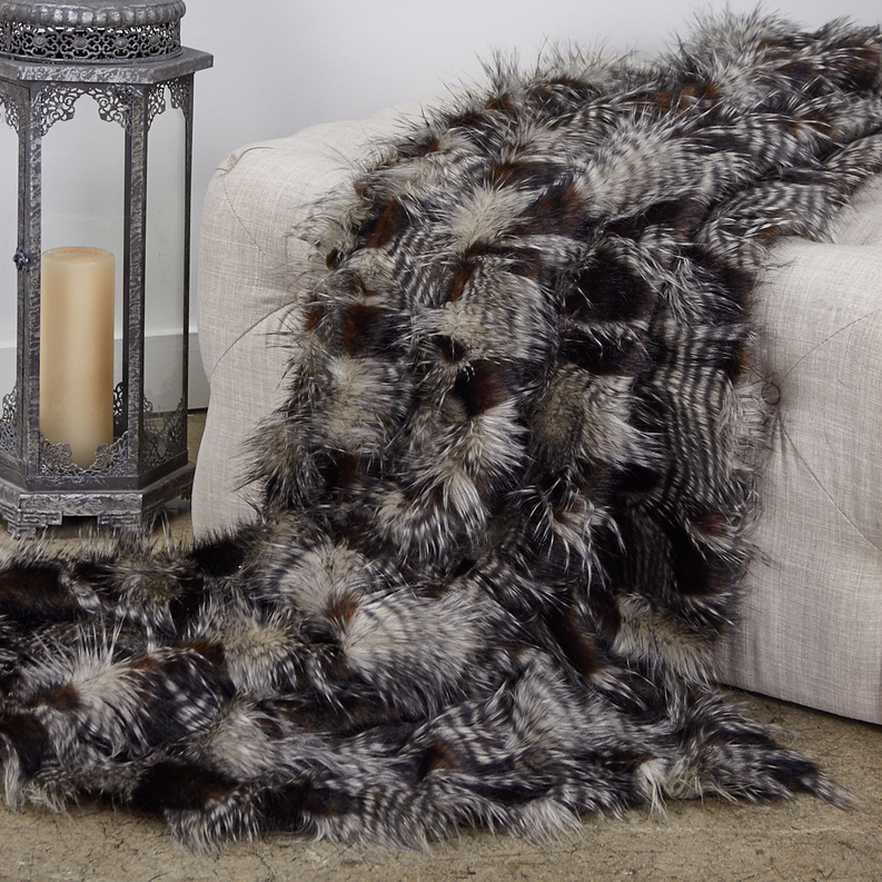 Plutus Faux Fur Luxury Throw Blanket 80L x 110W Full Dark Brown