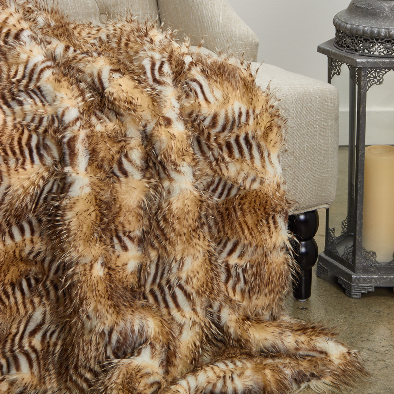 Plutus Faux Fur Luxury Throw Blanket 114L x 120W King Beige