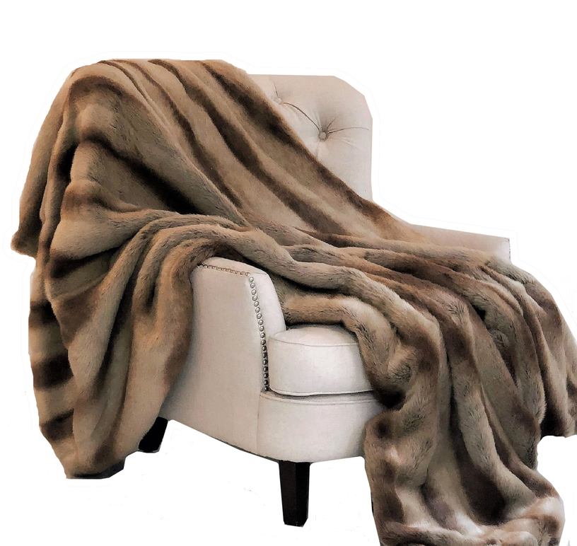 Plutus Faux Luxury Throw Blanket 70L x 90W Twin Gold,Beige,Brown