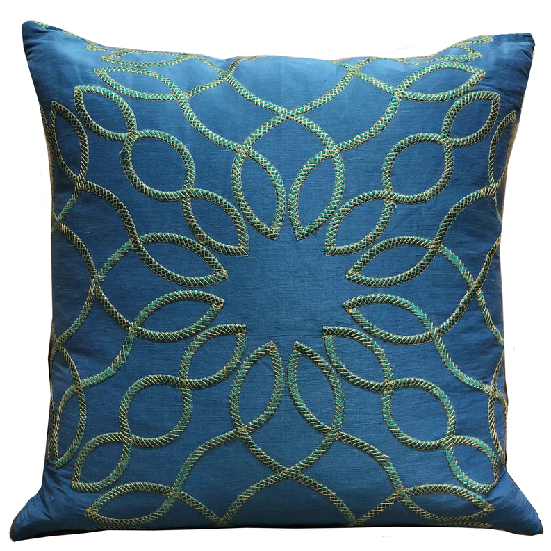 Plutus Luxury Throw Pillow (Blue Mixed Variety 3) Double sided  20" x 20"