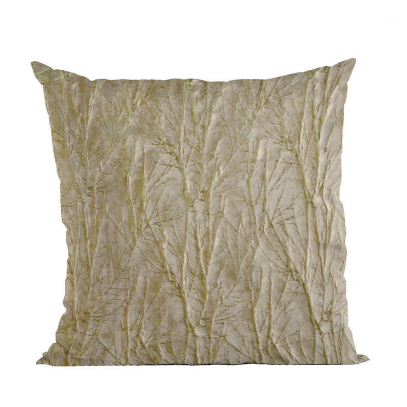 Plutus Shiny Fabric With Twig Pattern Luxury Throw Pillow Double sided  22" x 22" Golden