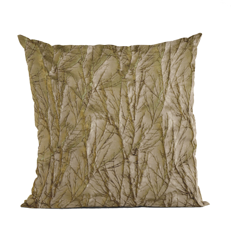 Plutus Shiny Fabric With Twig Pattern Luxury Throw Pillow Double sided  22" x 22" Burnished Bronze
