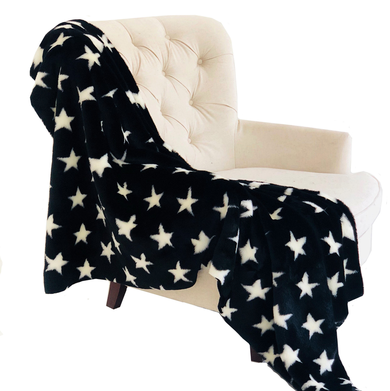 Plutus Soft Handmade Luxury Throw Blanket 90L x 90W Full Black and White