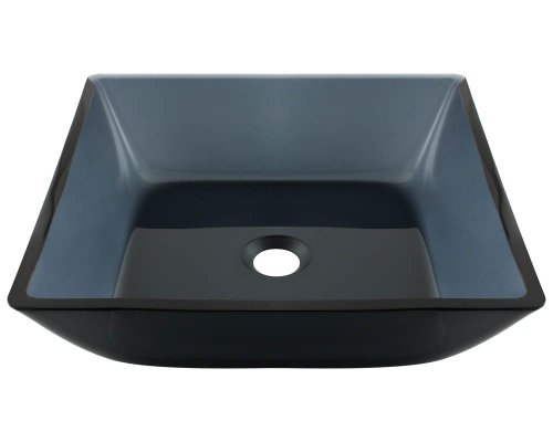 Polaris P036 Square Black Glass Vessel Bathroom Sink