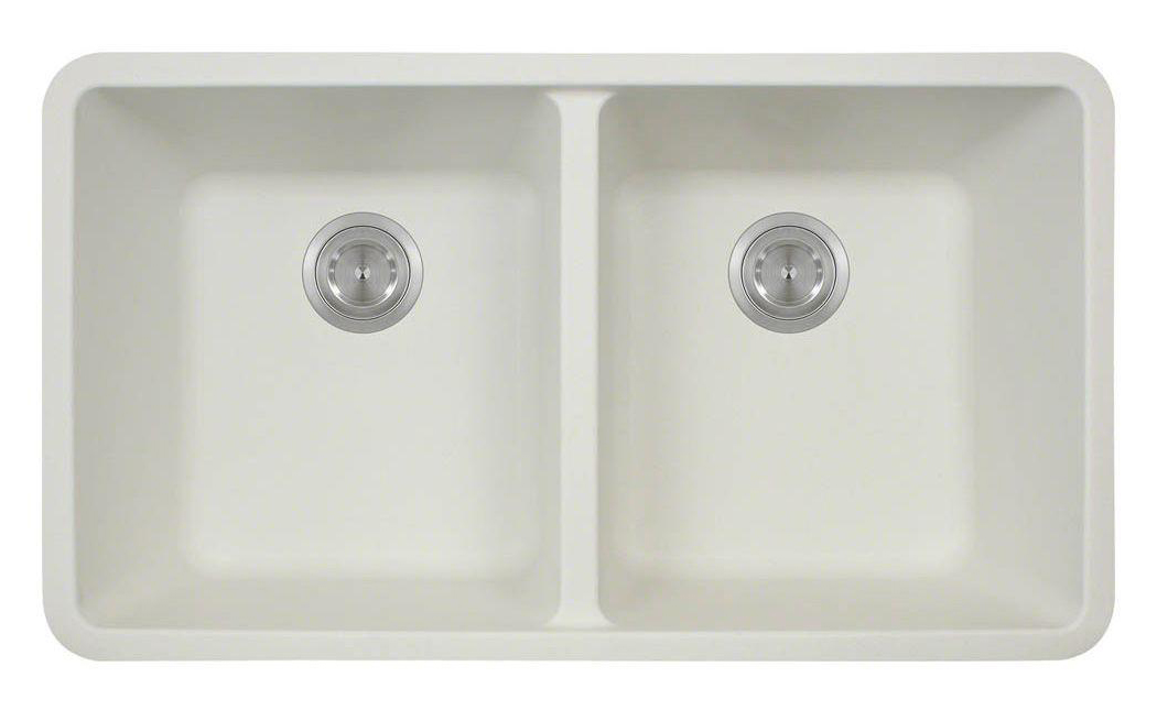 Polaris P208W White Double Equal Bowl Kitchen Sink