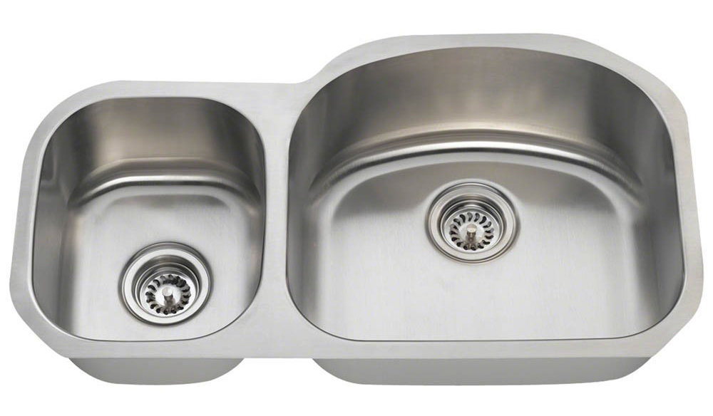 Polaris PR105 Offset Double Bowl Stainless Steel Sink