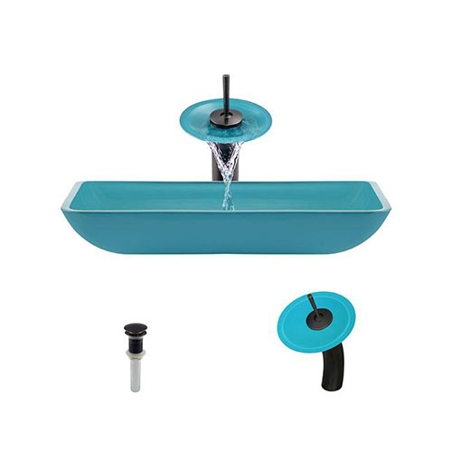 P046 Turquoise-ABR Bathroom Waterfall Faucet Ens