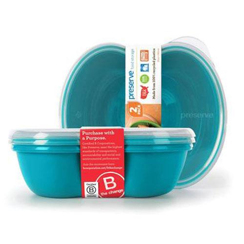 Preserve Small Square Food Storage Container Aqua (2 Pack)