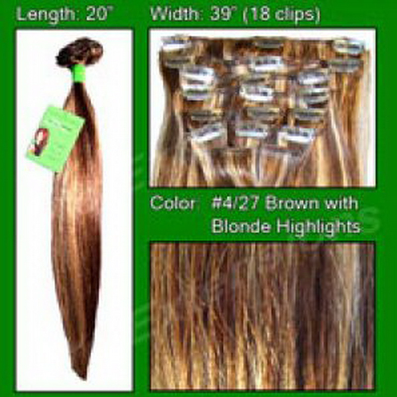 #4/27 Dark Brown w/ Golden Blonde Highlights - 20 inch